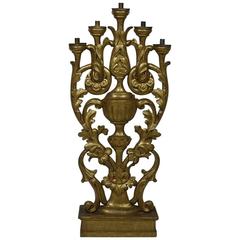 Large 19th Century Italian Baroque Style Carved Giltwood Candleholder