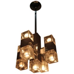 Vintage Sciolari Minimal Sculpture Chandelier 1970 Cube Design