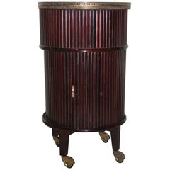 Retro Bar Trolley Swivel  Italian Design, 1960 Mahogany Woos Round Brass Midcentury 