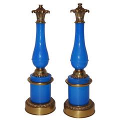 Blue Opaline Glass Lamps