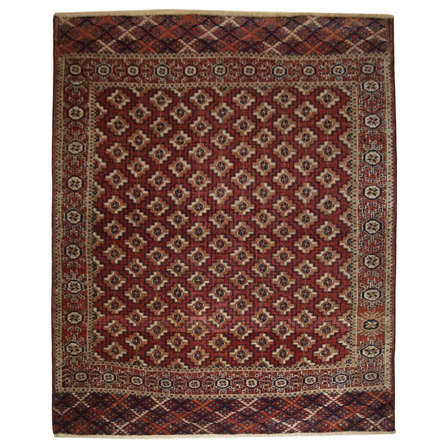 Antique Tekke Turkmen Rug of Small Square Size, circa 1900 For Sale