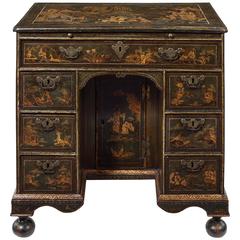 George I Green Japanned Kneehole Desk in the Manner of John Belchier 1