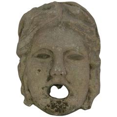 18th Century French Carved Stone Fountain Head