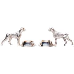 Pair of Silver Plated Boxer Dog Salt Cellars