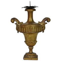 Large Early 19th Century Italian Neoclassical Carved Giltwood Candlestick