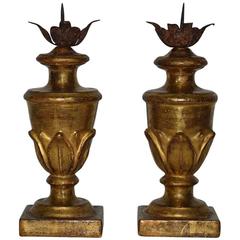 Couple of Late 18th Century Italian Neoclassical Giltwood Candlesticks