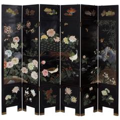 Mid-Century Six Panel Chinese Screen 7