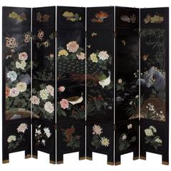 Mid-Century Six Panel Chinese Screen