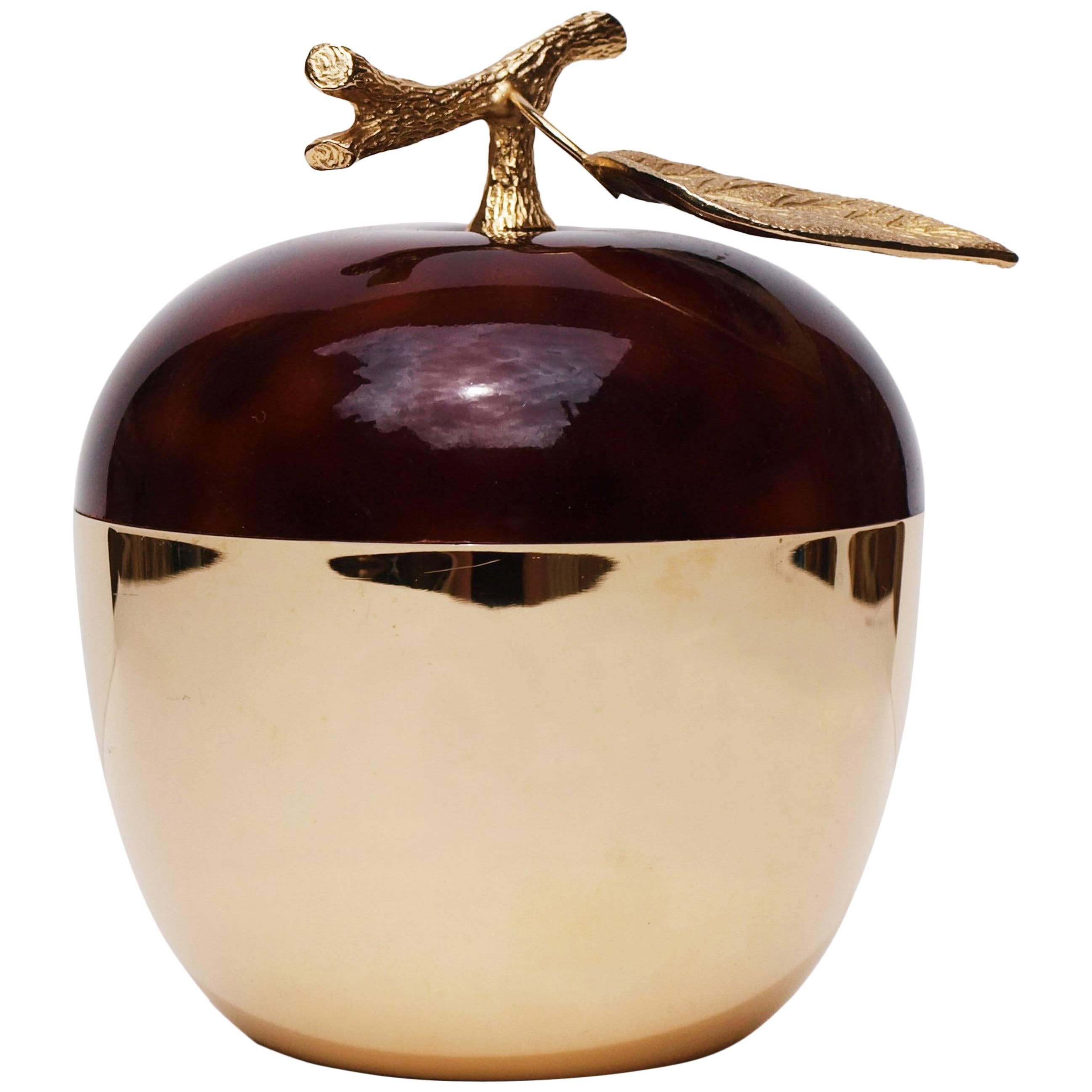 Apple Ice Bucket  Gold and Tortoise Shell- the Turnwald Collection, 1970s