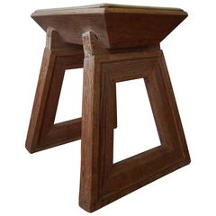 1940s Limed Oak Architectural Stool