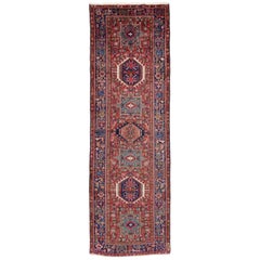 Vintage Persian Heriz Runner with Modern Tribal Style in Traditional Colors