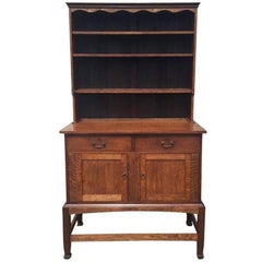 An Arts & Crafts Craftsman made simple Oak Dresser with Decorative Shaped Top 