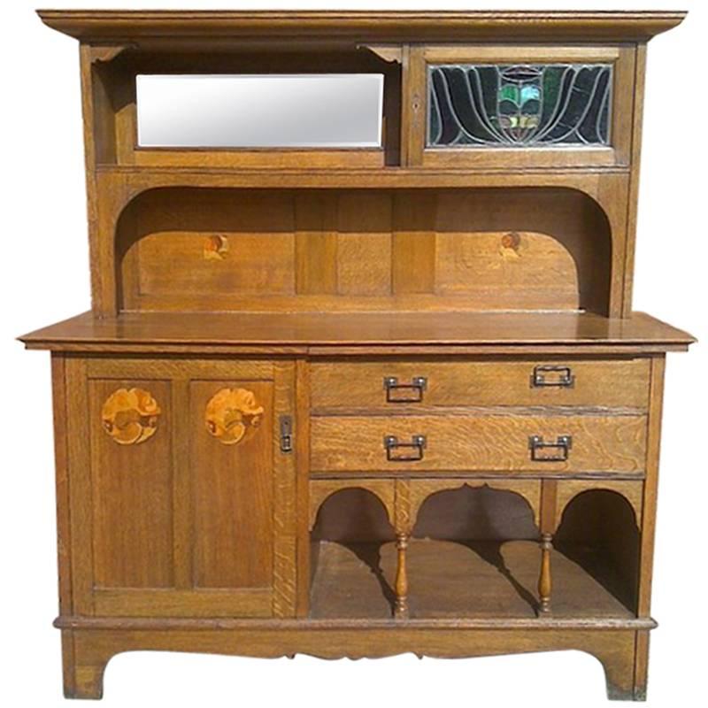 An Arts and Crafts Glasgow Style Oak Sideboard Attributed to G M Ellwood  For Sale