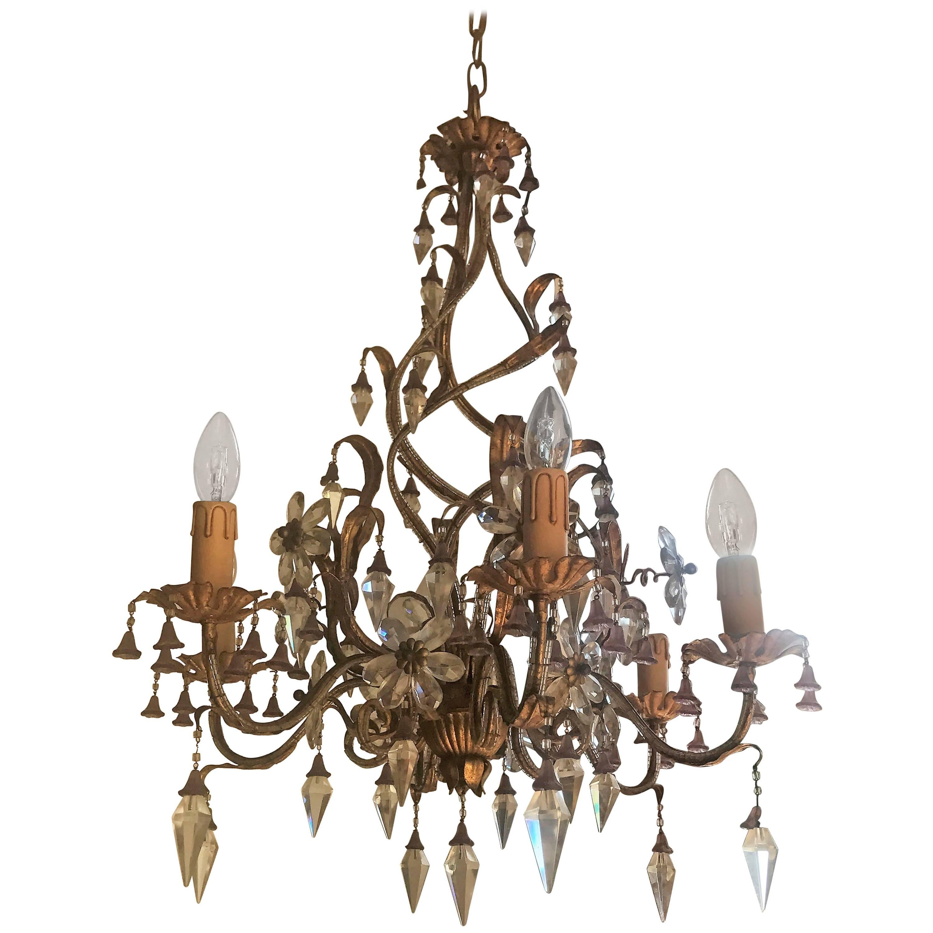  WATERFALL Crystal Chandelier and Glass of Murano, Italy, 20th Century
