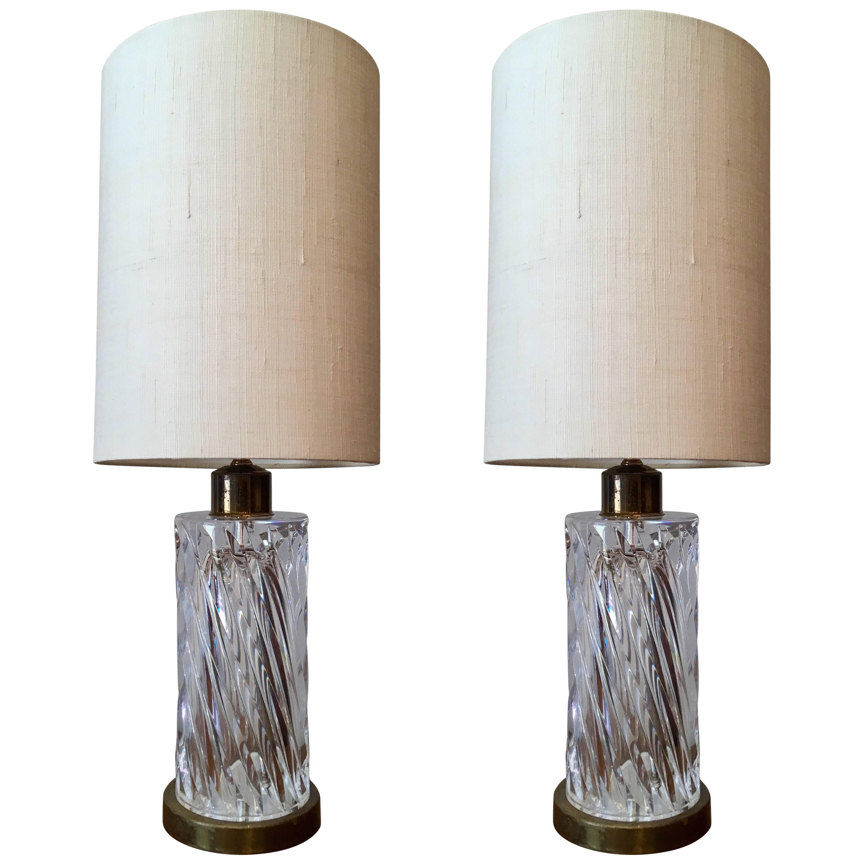 Pair of 1960s Orrefors Swedish Crystal Table Lamps