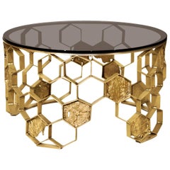 Vintage Bee Nest Coffee Table in Matte Brass Finish