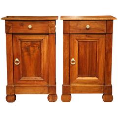 Pair of 19th Century French Louis Philippe Walnut Bedside Tables with Drawer