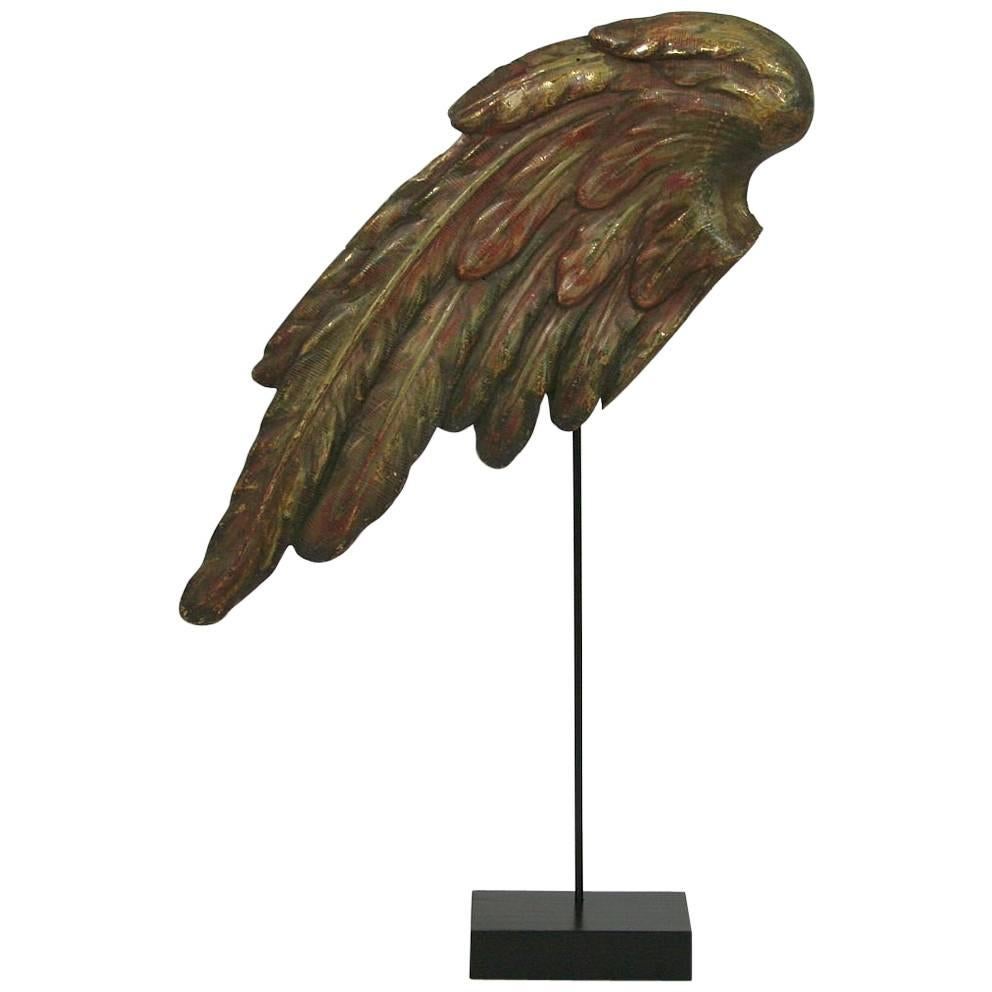 Large 18th Century, Italian Carved Wooden Wing of a Baroque Angel