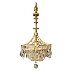 Very Large Antique Bronze and Crystal Chandelier Attributed to Caldwell