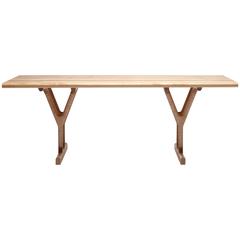 Slingshot Contemporary Dining Table with Trestle Legs in Solid Maple