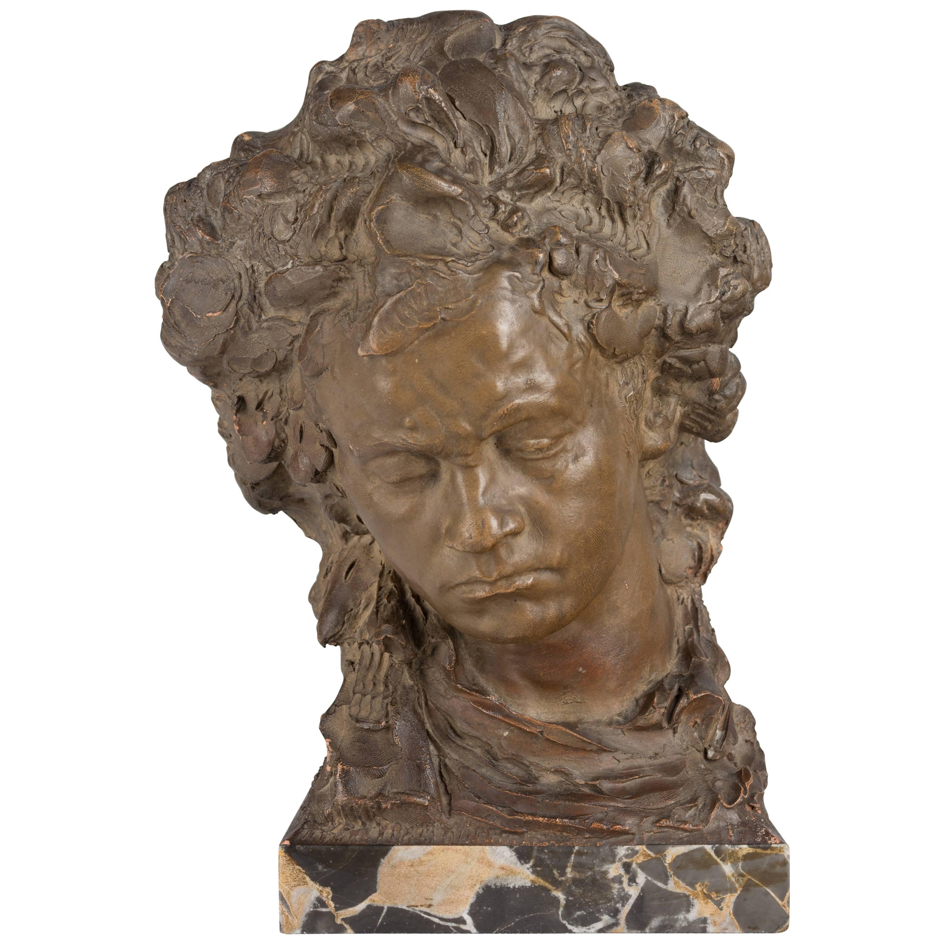 French Terra Cotta Bust of Beethoven