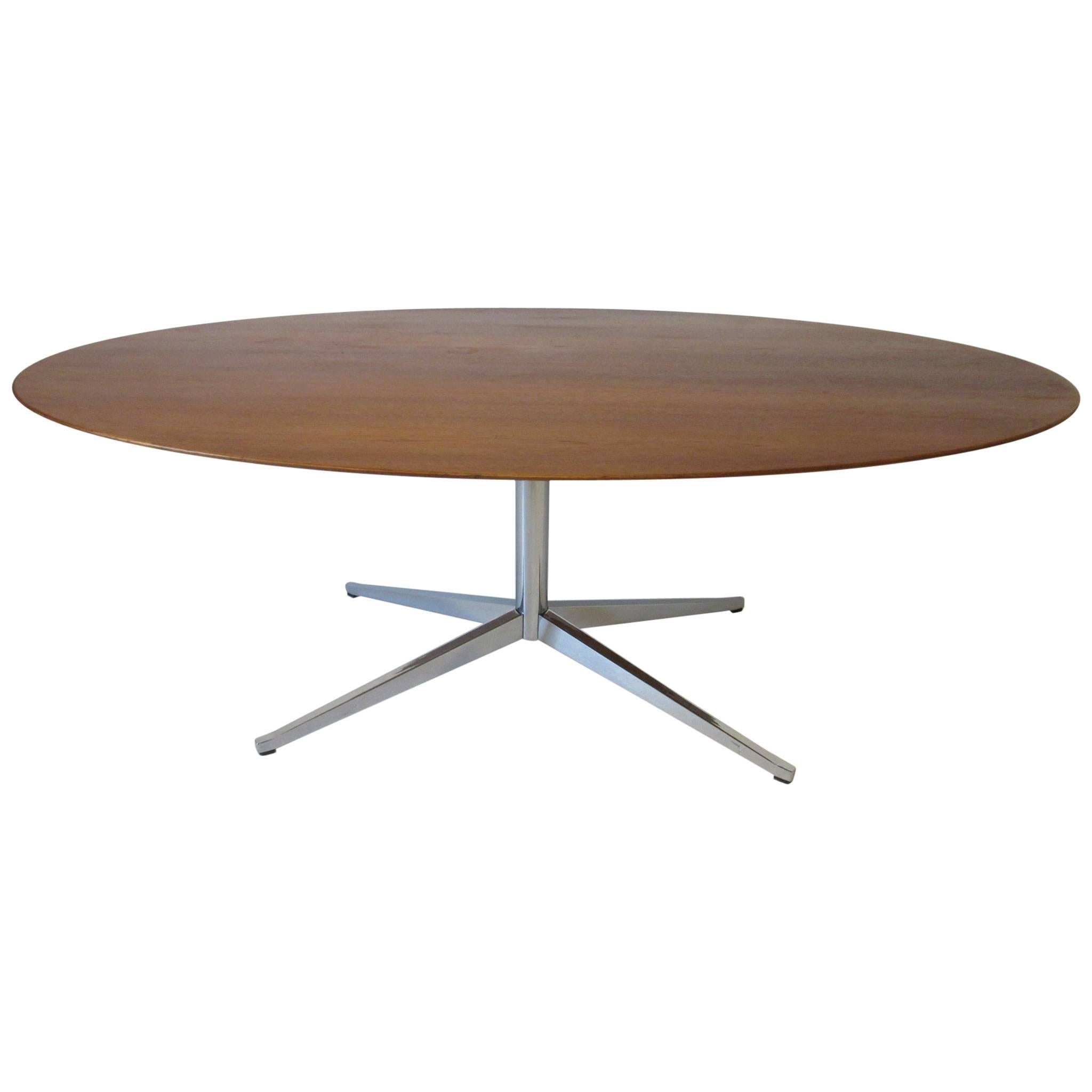 Florence Knoll X Based Walnut Oval Dining or Conference Table
