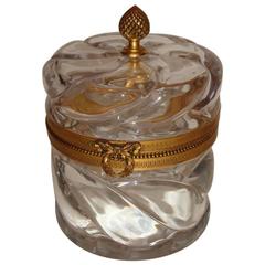 Important 1920s Century Heavy French Hand-Cut Lidded Crystal Jewelry Box