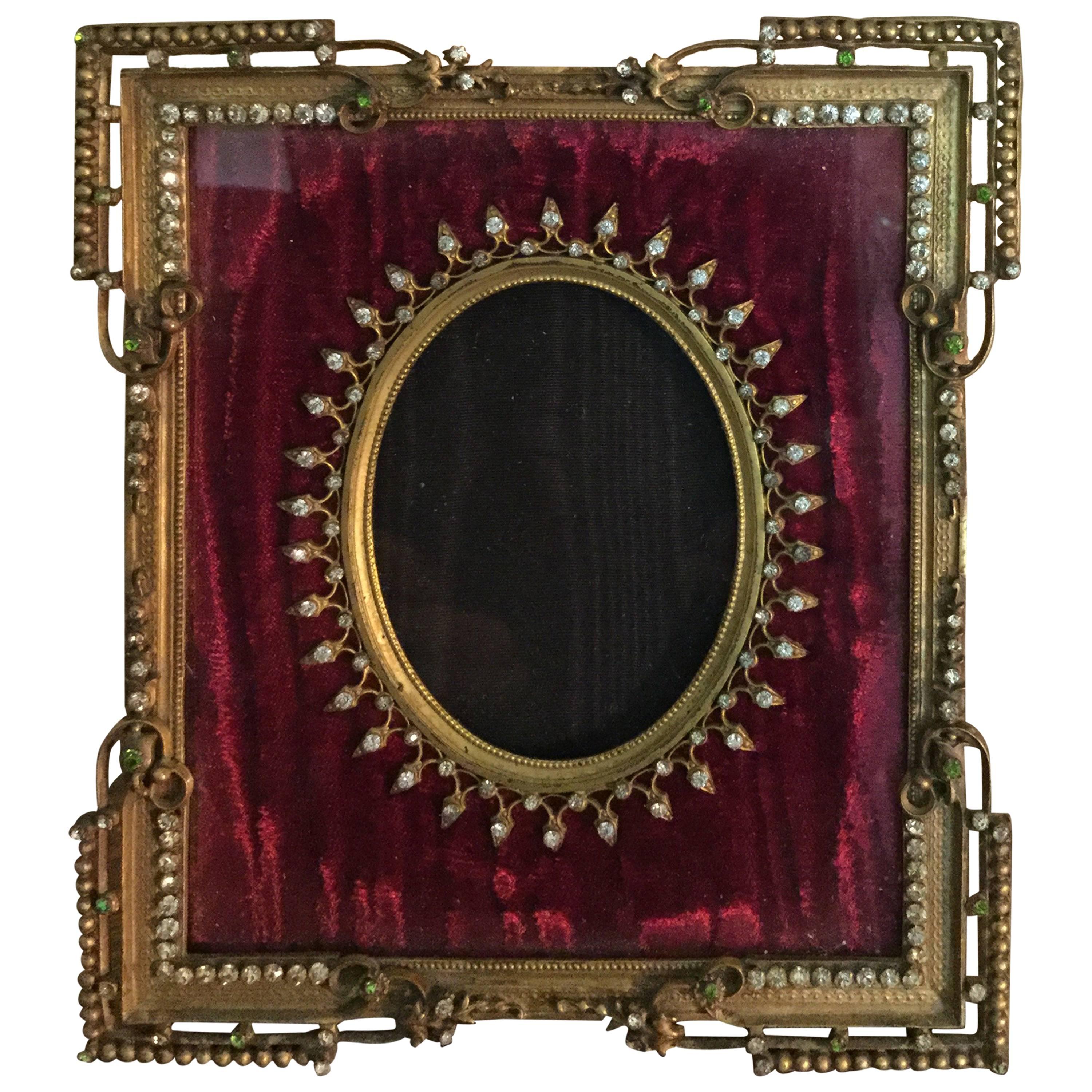 19th Century, French, Louis XVI Style Bronze Frame with Paste Jewels-Sale