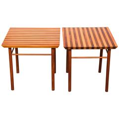 Mid-Century Modern Contrasting Wood End Tables