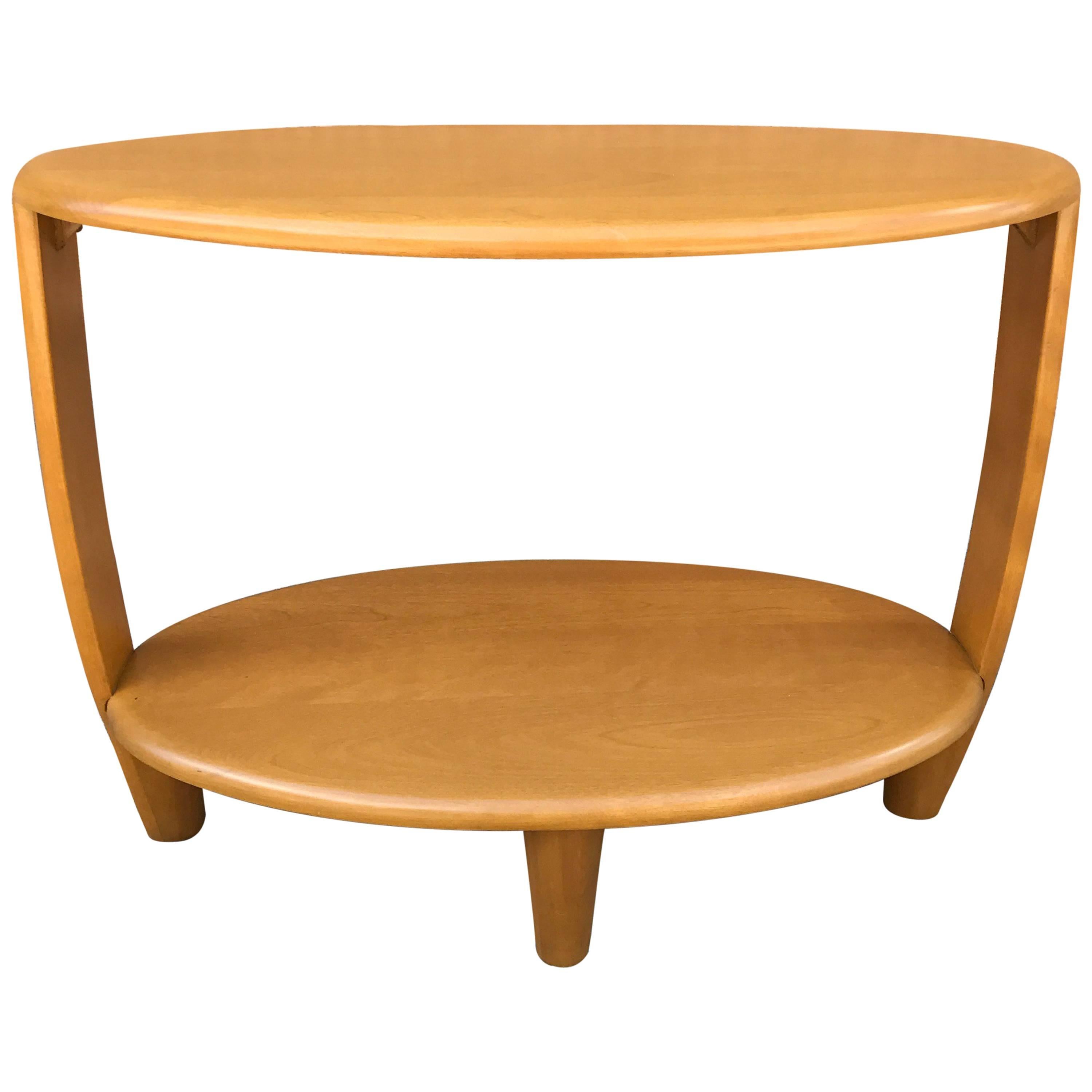 Tiered Oval Maple Side Table by Heywood Wakefield