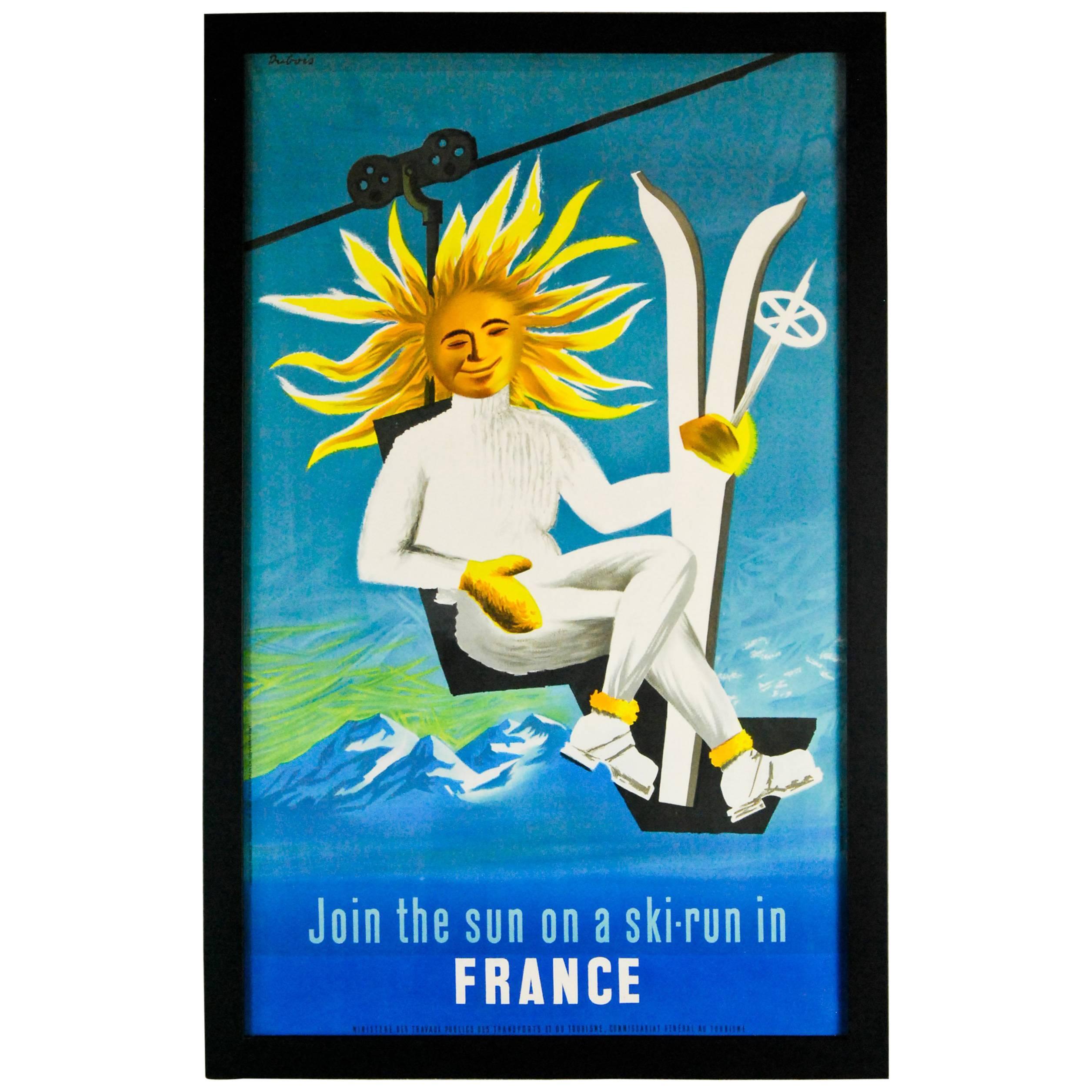 1950 France Tourism Linen Backed Original Travel Poster