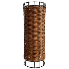 Mid-Century Reed and Iron Cylinder Lamp 11