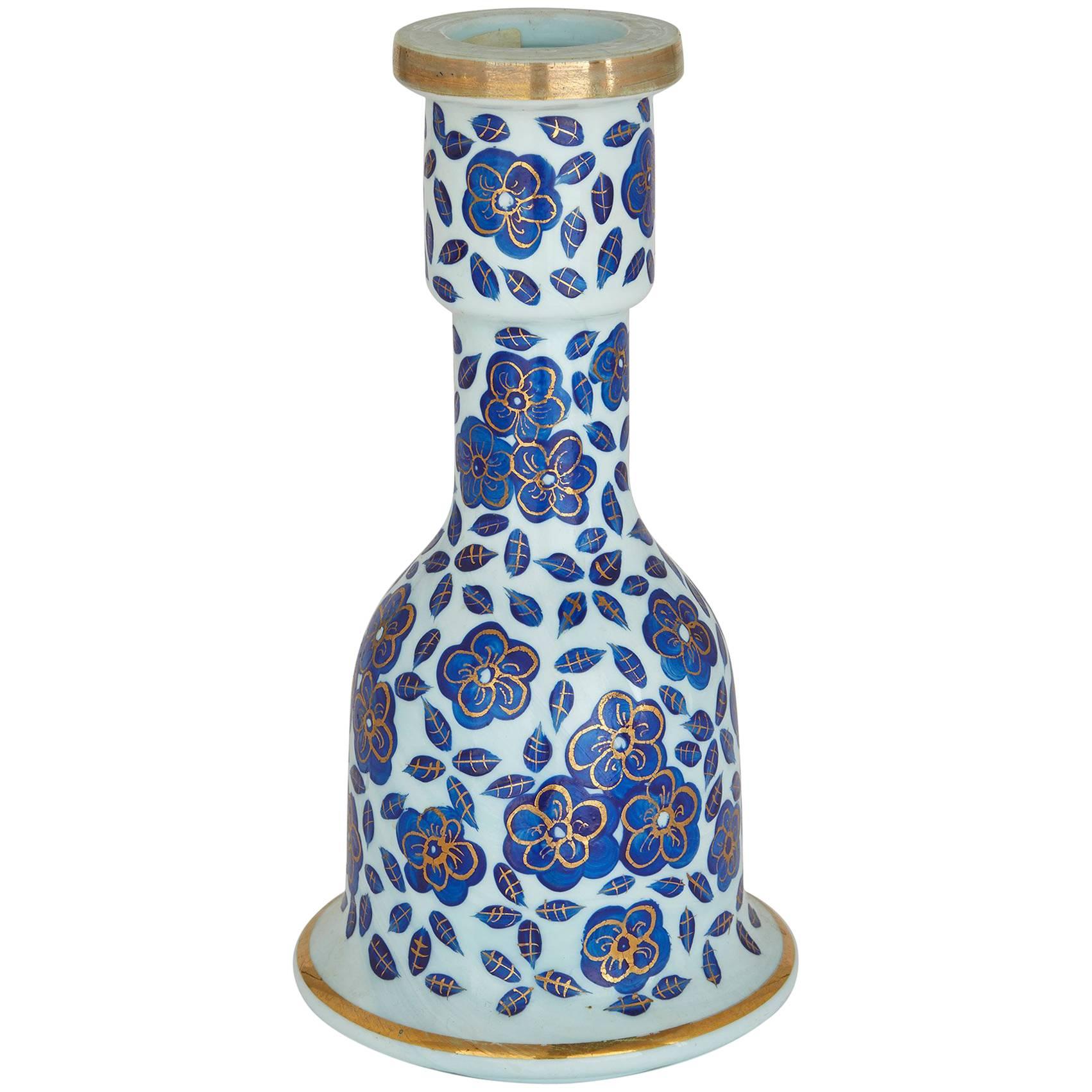 Antique Bohemian Floral Decorated Glass Huqqa Base For Sale