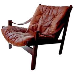 Hunter Easy Chair by Torbjørn Afdal for Bruksbo in leather and teak