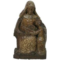 French Late Gothic 16th Century Carved Oak Mother Anne with Maria
