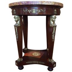 Late 19th Century French Marble Topped Mahogany and Ormolu Mantel Centre Table