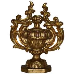 Large Italian 18th Century Carved Giltwood Baroque Altar Vase