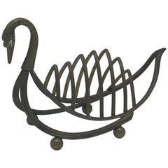 Vintage 1960s, Maison Jansen Style Brass Swan Letter Organizer