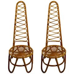 Rare Pair Dirk Van Sliedregt Rohe Noordwolde High Back Bamboo Chairs 2