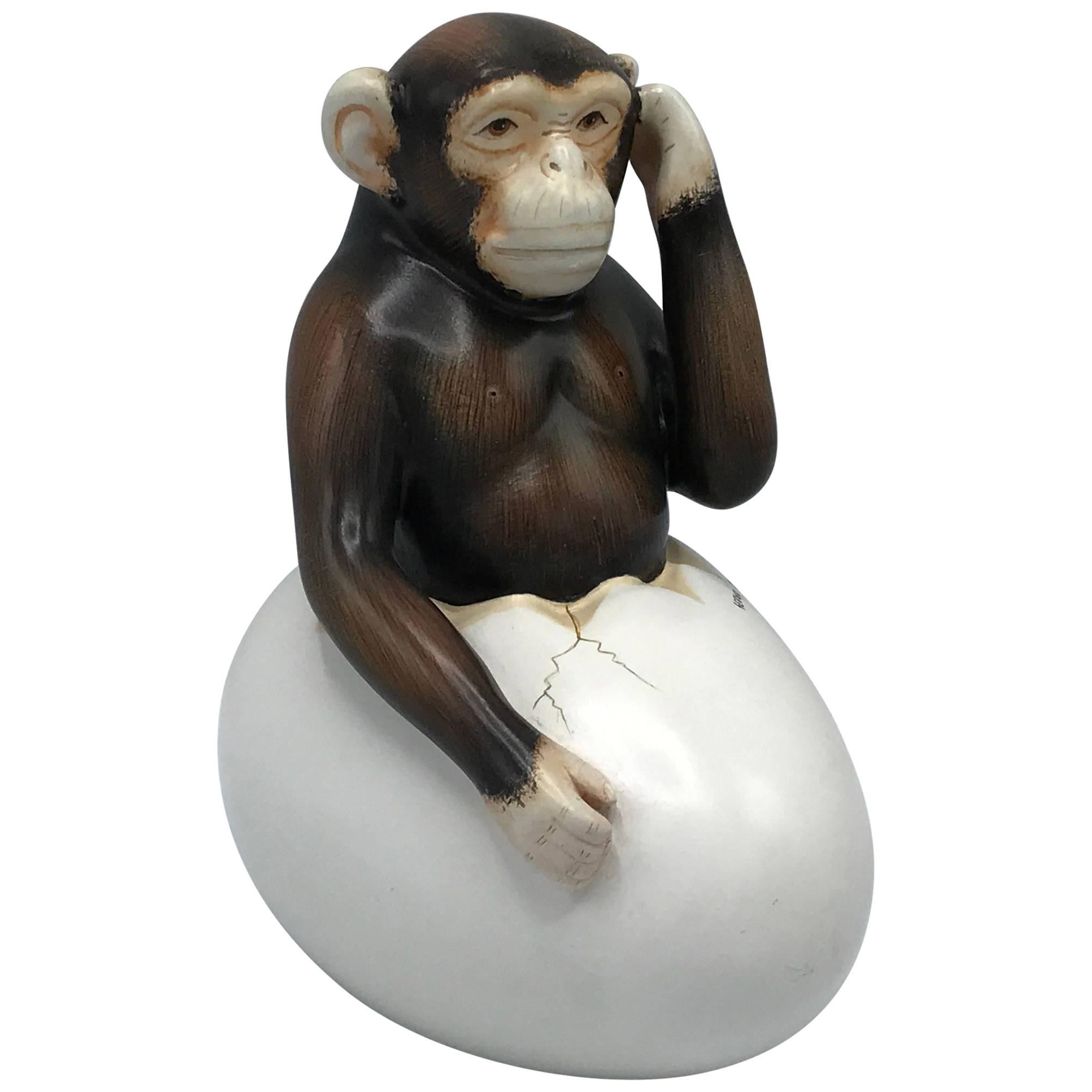 1970s Sergio Bustamante Hatching Chimp Sculpture