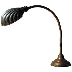 Bakelite and Brass Articulated Scallop Shell Formed Desk Lamp, circa 1920