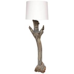Smokey Tunis Table Lamp Mid-Century Modern Sculptural Carved Wood, 1970s 6
