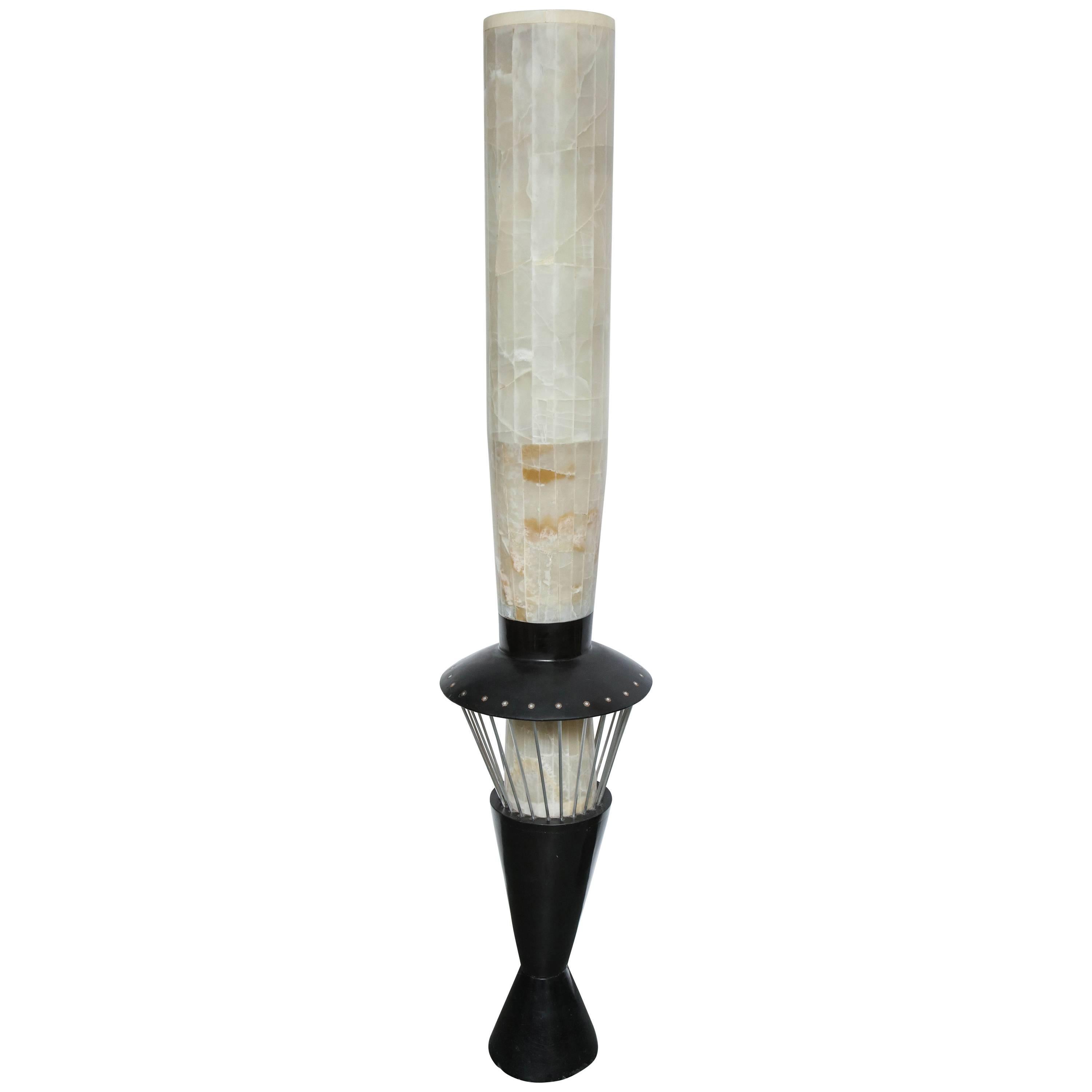  Floor Lamp Torchere' Mid Century Modern Marble Italy, 1950s For Sale