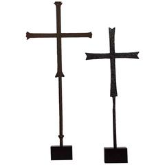 Pair of French 16th-17th Century Hand-Forged Iron Crosses