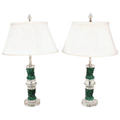Pair of Art Deco Czech Crystal Lamps 4
