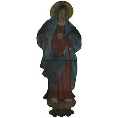 Large French 18th Century Painted Madonna on Sheet Iron 9
