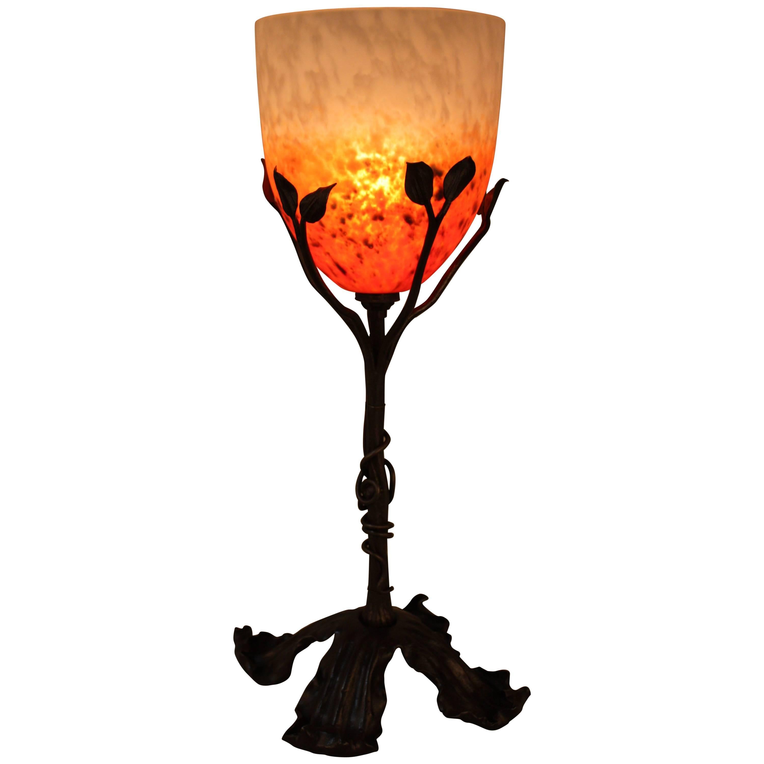 French Art Nouveau Table Lamp by Charles Schneider