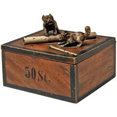 Antique Vienna Bronze Tobacco Box with Dogs Pugs by Franz Bergman'n', circa 1890-1900