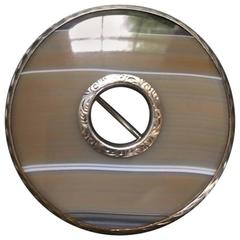 Banded Agate, Silver Mounted Circular Brooch, 1880 Banded Agate, Silver Mounted Circular Brooch, 1880