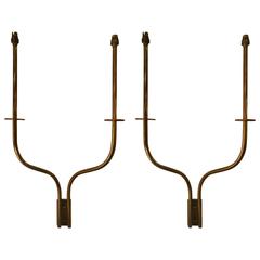 Pair of 1920s English Brass Wall Sconces 3